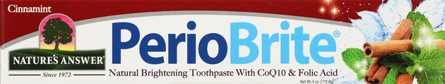 PerioBrite® Natural Brightening Toothpaste with CoQ10 & Folic Acid, Cinnamint Flavor, 4 Oz (113.4 g) Paste , Brand_Nature's Answer Flavor_Cinnamint Form_Paste Size_4 Oz