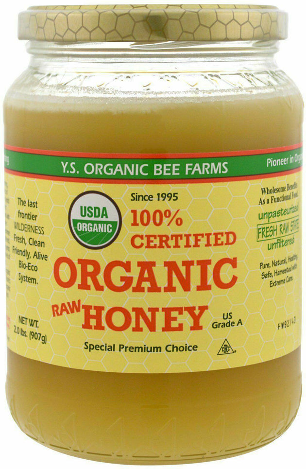 100% Certified Organic Raw Honey, 2 Lb (907 g) Honey , Brand_Ys Oganic Bee Farm Form_Honey Size_32 Oz