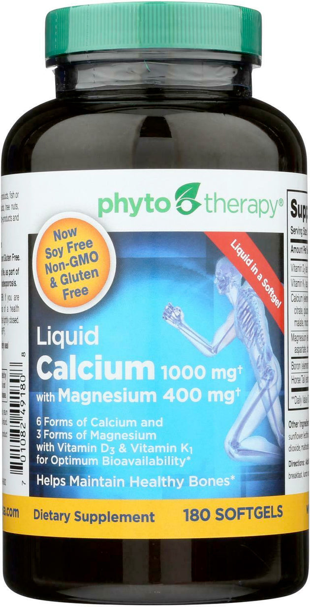 Liquid Calcium 1000 mg with Magnesium 400 mg, 180 Softgels , Brand_Phyto Therapy Potency_1000 mg Size_180 Caps