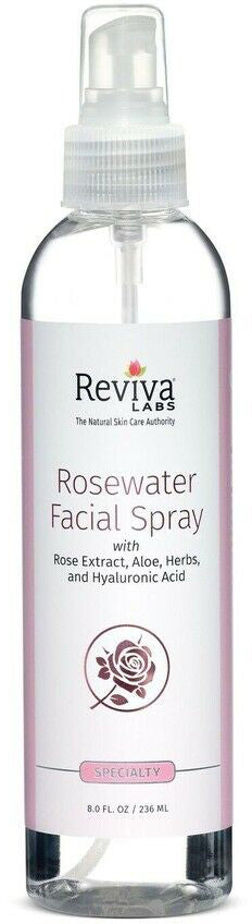 Rosewater Facial Spray with Rose Extract Aloe Herbs and Hyaluronic Acid, 8 Fl Oz (236 mL) Liquid , Brand_Reviva Form_Liquid Size_8 Fl Oz