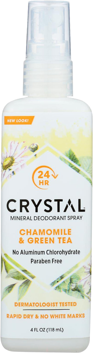 24-Hour Crystal Mineral Deoderant Spray with Chamomile & Green Tea, 4 Fl Oz (118 mL) Liquid , Brand_Crystal Deodorants Form_Liquid Size_4 Fl Oz