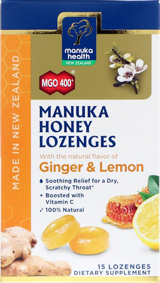 Manuka Honey Lozenges with Propolis, Ginger & Lemon Flavor, 15 Lozenges , Brand_Manuka Health Flavor_Lemon Form_Lozenges Size_15 Lozenges