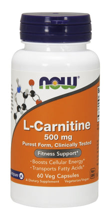 L-Carnitine 500 mg, 60 Veg Capsules , Brand_NOW Foods Form_Veg Capsules Potency_500 mg Size_60 Caps
