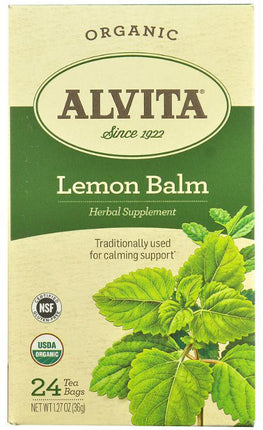 Organic Lemon Balm, 24 Tea Bags , Brand_Alvita Form_Tea Bags Size_24 Count