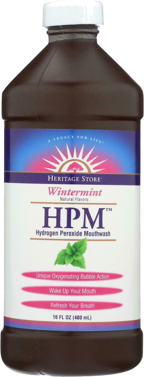 Hydrogen Peroxide Mouthwash, Wintermint Flavor, 16 Fl Oz (480 mL) Liquid , Brand_Heritage Store Flavor_Wintermint Form_Liquid Size_16 Fl Oz