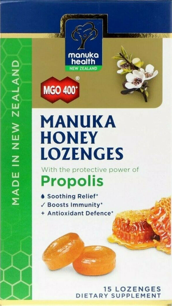 Manuka Honey Lozenges with Propolis, Natural Honey Flavor, 15 Lozenges , Brand_Manuka Health Flavor_Natural Honey Form_Lozenges Size_15 Lozenges