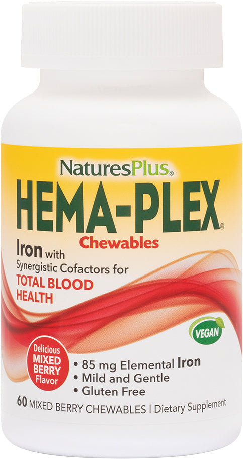 Hema-Plex, Mixed Berry Flavor, 60 Chewables , Brand_Nature's Plus Flavor_Mixed Berry Form_Chewables Size_60 Chewables