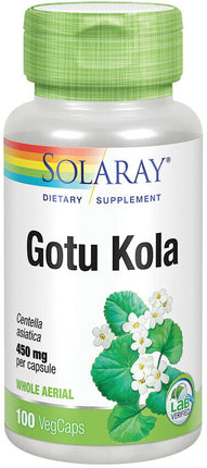 Gotu Kola, 450 mg, 100 Vegetarian Capsules , Brand_Solaray Form_Vegetarian Capsules Potency_450 mg Size_100 Caps