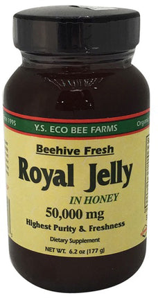 Royal Jelly in Honey, 50000 mg, 6.2 Oz (177 g) Jelly , Brand_Ys Oganic Bee Farm Form_Jelly Potency_50000 mg Size_6 Oz