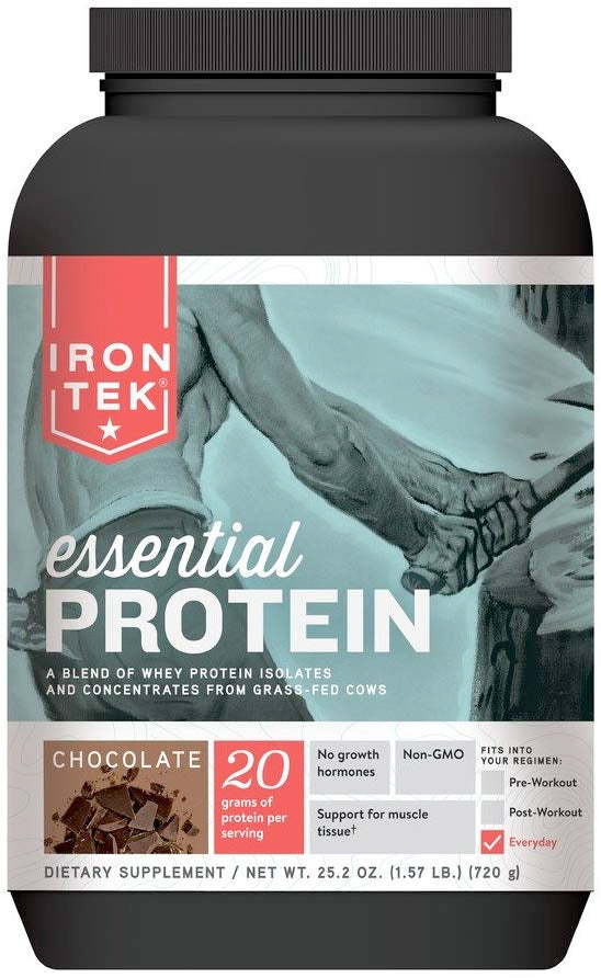 Essential Protein, 20 g of Protein, Chocolate Flavor, 1.57 Lb (720 g) Powder , Brand_Iron Tek Flavor_Chocolate Form_Powder Potency_20 g Size_1.57 Lbs
