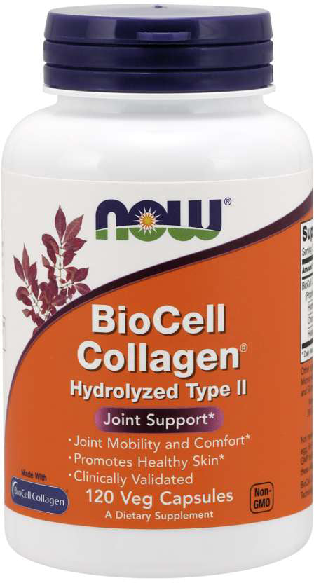 BioCell Collagen&reg; Hydrolyzed Type II, 120 Veg Capsules , Brand_NOW Foods Form_Veg Capsules Size_120 Caps