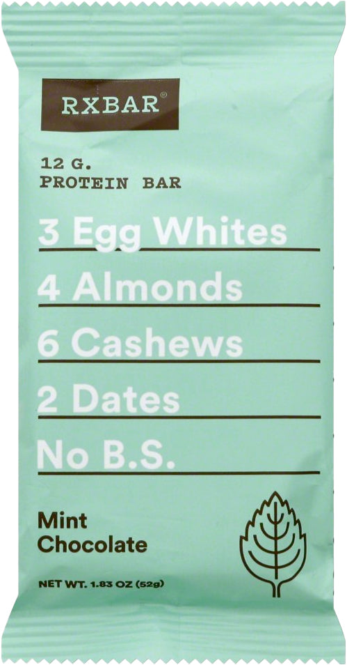 Protein Bar, 12 g of Protein, Mint Chocolate Flavor, 1.83 Oz (52 g) Bar , Brand_RXBar Flavor_Mint Chocolate Form_Bar Potency_12 g Size_1.83 Oz