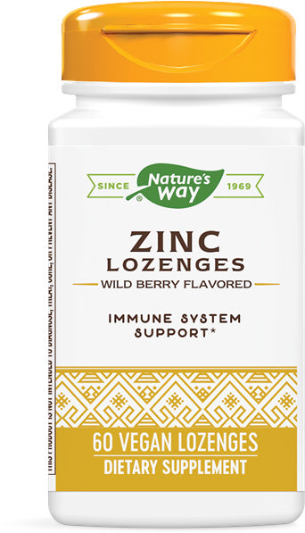 Zinc Lozenges, Wild Berry Flavor, 60 Lozenges , Brand_Nature's Way Flavor_Mixed Berry Form_Lozenges Size_60 Count