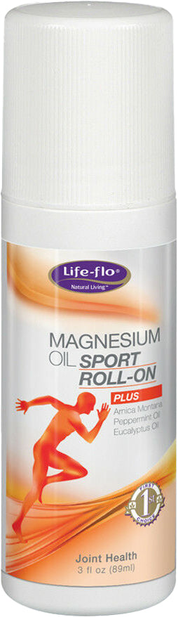 Magnesium Oil Sport Roll-On Plus with Arnica Peppermint Oil and Eucalyptus Oil, 3 Fl Oz (89 mL) Lotion Roll-On , Brand_Life Flo Form_Roll-On Size_3 Fl Oz