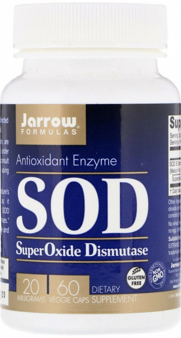SOD - Super Oxide Disutase, 20 mg, 60 Veggie Caps , Brand_Jarrow Formulas Form_Veggie Caps Potency_20 mg Size_60 Caps