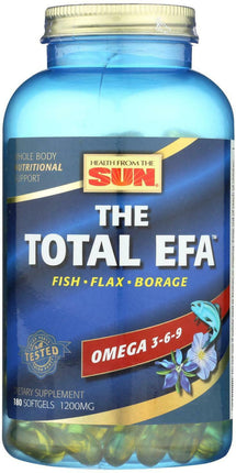 The Total EFA™ from Fish Flax and Borage, 1200 mg of Omega 3 6 9, 180 Softgels , Brand_Health From the Sun Form_Softgels Potency_1200 mg Size_180 Softgels