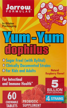 Yum-Yum dophilus, 5 Billion CFU with 4 Strains, 60 Chewable Tablets , Brand_Jarrow Formulas Form_Chewable Tablets Size_60 Chewables
