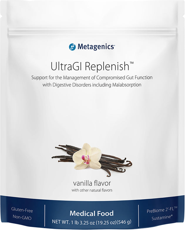 UltraGI Replenish, Vanilla Flavor, 19.25 Oz (546 g) Powder , Brand_Metagenics Flavor_Vanilla Form_Powder Size_19.25 Oz