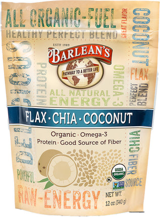 Flax - Chia - Coconut Omega-3 Blend, 12 Oz (340 g) Powder , Brand_Barleans Form_Powder Size_12 Oz