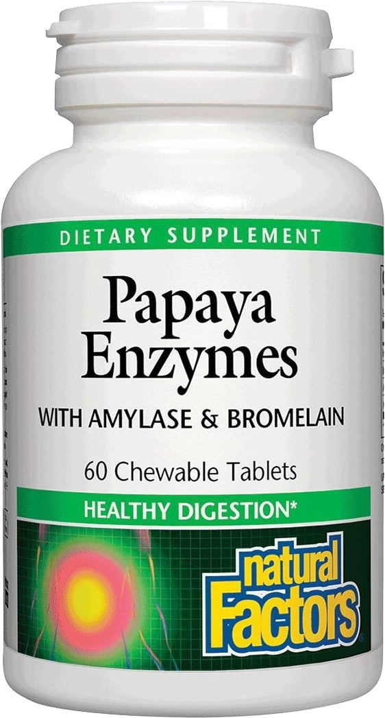 Papaya Enzymes with Amylase and Bromelain, 60 Chewable Tablets ,