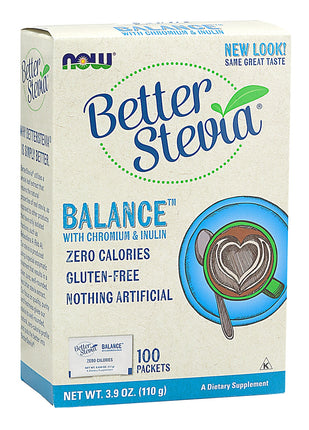 BetterStevia&reg; Balance with Chromium & Inulin packets, 100 packets , Brand_NOW Foods Form_Powder Packets Size_100 Packets