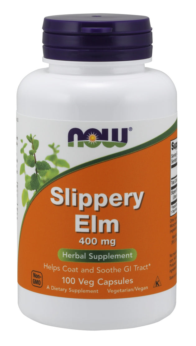 Slippery Elm 400 mg, 100 Veg Capsules , Brand_NOW Foods Form_Veg Capsules Potency_400 mg Size_100 Caps