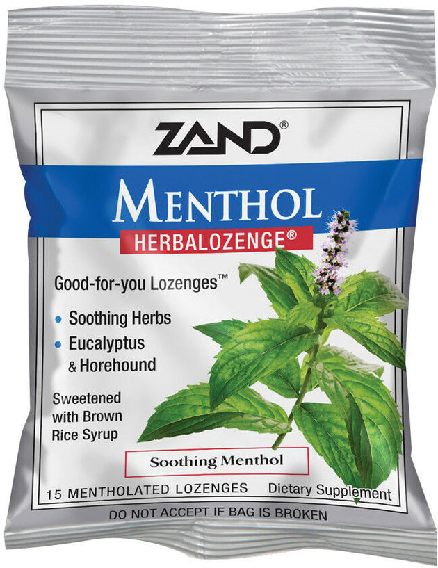 Menthol HerbaLozenge® with Soothing Herbs and Eucalyptus & Horehound, Soothing Menthol, 15 Lozenges , Brand_Zand Form_Lozenges Size_15 Lozenges