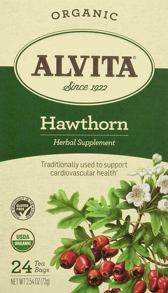 Organic Hawthorn, 24 Tea Bags , Brand_Alvita Form_Tea Bags Size_24 Count