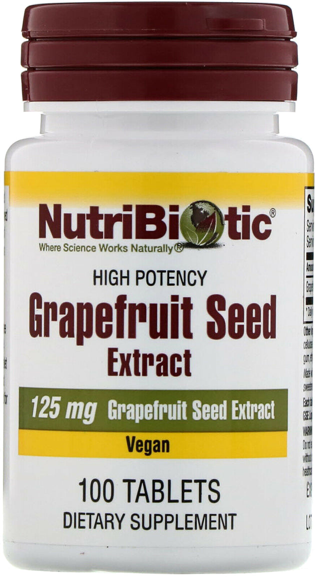 Vegan High Potency Grapefruit Seed Extract, 125 mg, 100 Tablets , Brand_Nutribiotic Form_Tablets Potency_125 mg Size_100 Tabs