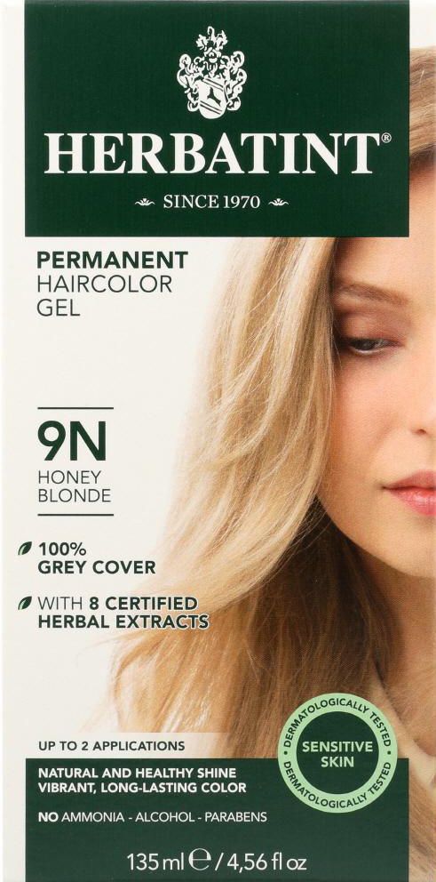Permanent Herbal Hair Color Gel 9N Honey Blonde, 4.56 Fl Oz (135 mL) Gel , Brand_Herbatint Form_Gel Size_4 Fl Oz