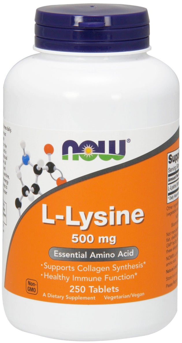 L-Lysine, 500 mg, 250 Tablets , Brand_NOW Foods Form_Tablets Potency_500 mg Size_250 Tabs