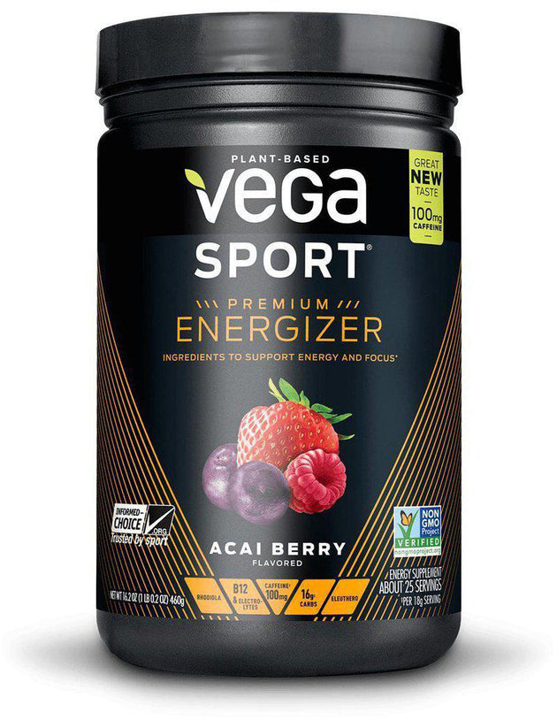 Vega Sport® Premium Energizer, Acai Berry Flavor, 25 Servings, 16.2oz , Brand_Vega Flavor_Acai Berry Form_Powder Size_16 Oz