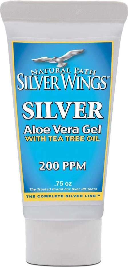 Silver Aloe Vera Gel with Tea Tree Oil, 200 PPM, 0.75 Oz (21.3 mL) Gel , Brand_Silver Wings Form_Gel Size_0.75 Oz