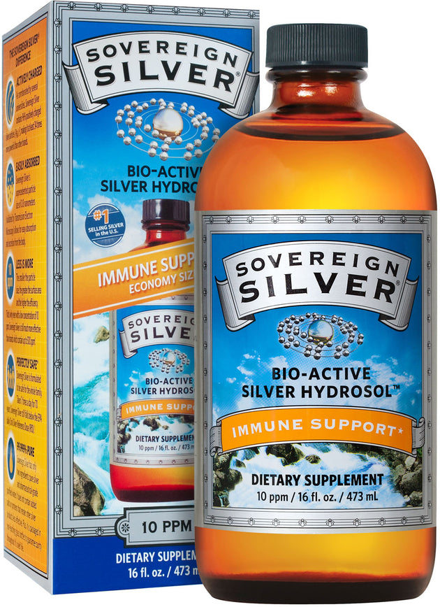 Bio-Active Silver Hydrosol™, 10 ppm, Bottle, 16 Fl Oz (473 mL) Liquid , Brand_Sovereign Silver Form_Liquid Size_16 Oz