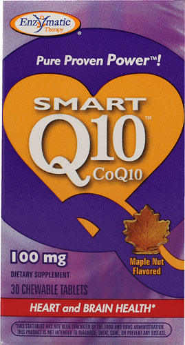 Smart Q10 100 mg, Maple Flavor, 30 Chewable Tablets , Brand_Enzymatic Therapy Flavor_Maple Potency_100 mg Size_30 Chewables