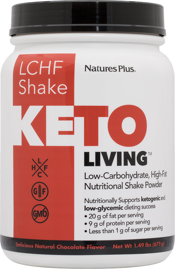 KetoLiving by NaturesPlus Keto Protein Powder with MCT Oil Powder, Chocolate Flavor, 1.49lb , Brand_Nature's Plus Flavor_Chocolate Form_Powder Size_1.49 Lbs