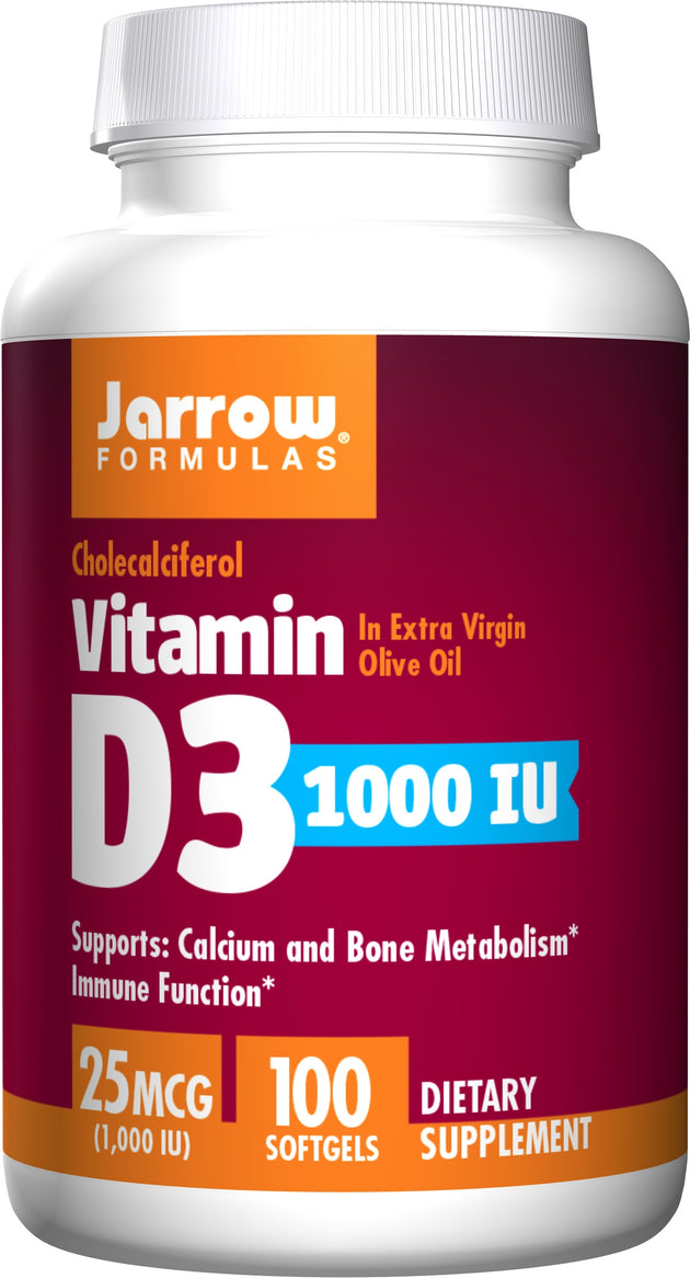 Vitamin D3, Cholecalciferol, 1,000 IU, 100 Softgels , Brand_Jarrow Formulas Form_Softgels Size_100 Softgels