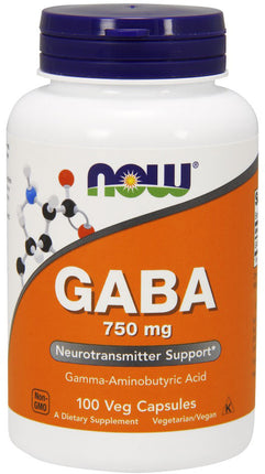 GABA (Gamma-Aminobutyric Acid), 750 mg, 100 Vegetarian Capsules