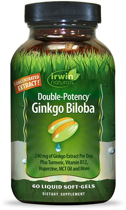 Double-Potency Ginkgo Biloba, 60 Liquid Softgels , Brand_Irwin Naturals Form_Softgels Size_60 Softgels