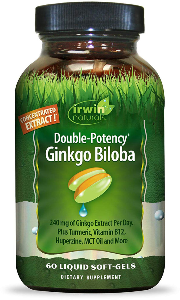 Double-Potency Ginkgo Biloba, 60 Liquid Softgels , Brand_Irwin Naturals Form_Softgels Size_60 Softgels