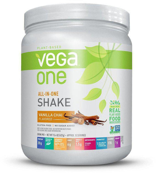 Vega One® All-In-One Shake, Vanilla Chai Flavor, 15 oz (437g) , Brand_Vega Flavor_Vanilla Chai Form_Powder Size_15 Oz