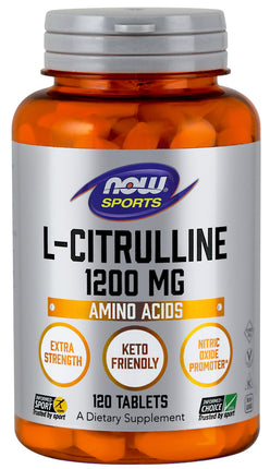 L-Citrulline, Extra Strength 1200 mg, 120 Tablets , Brand_NOW Foods Form_Tablets Potency_1200 mg Size_120 Tabs