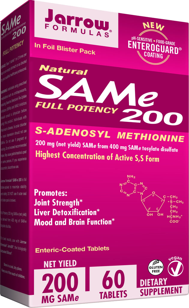 Natural SAM-e (S-Adenosyl-L-Methionine) 200, 200 mg, 60 Enteric-Coated Tablets , Brand_Jarrow Formulas Form_Enteric-Coated Tablets Potency_200 mg Size_60 Tabs