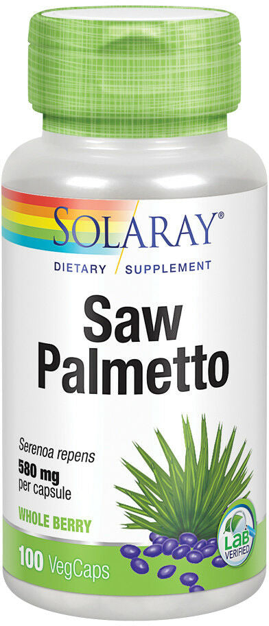 Saw Palmetto, 580 mg, 100 Vegetarian Capsules , Brand_Solaray Form_Vegetarian Capsules Potency_580 mg Size_100 Caps