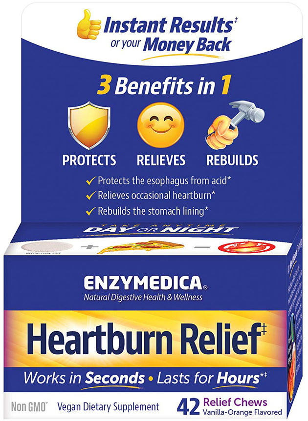 Heartburn Relief, 42 Chewables , Brand_Enzymedica Form_Chewables Size_42 Chewables