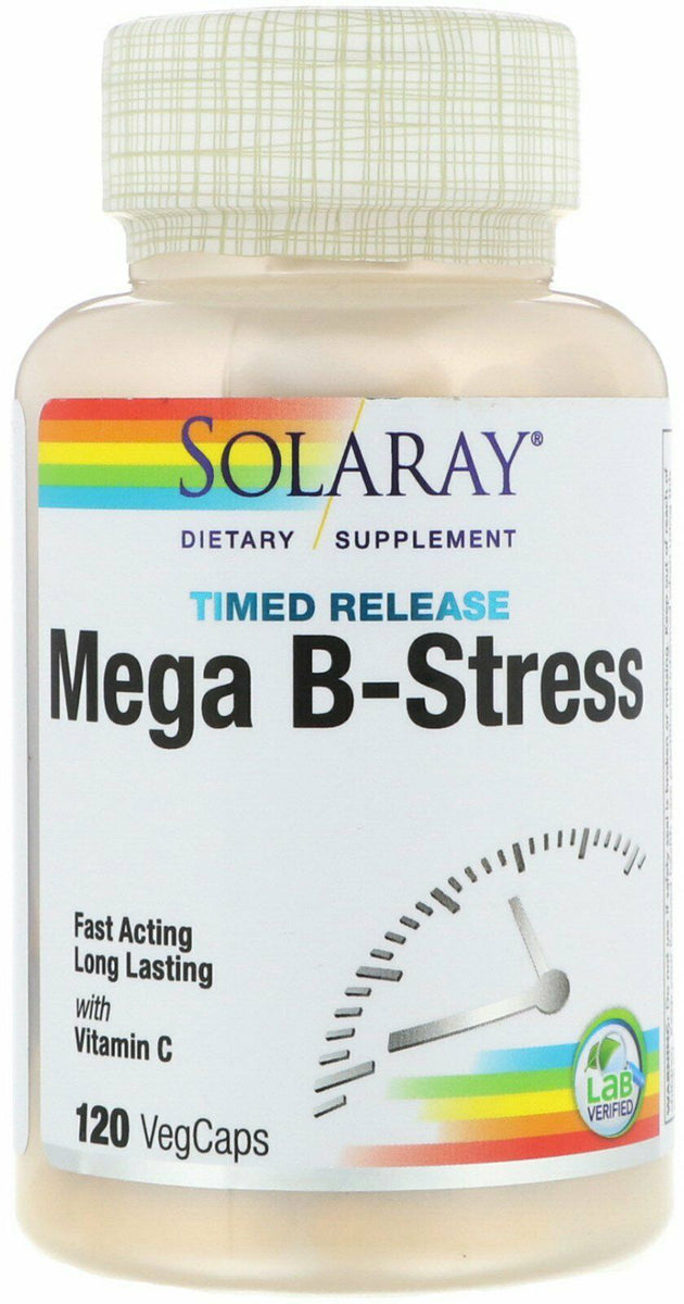 Mega B Stress Two Stage Timed Release, 120 Capsules , Brand_Solaray Form_Capsules Size_120 Caps