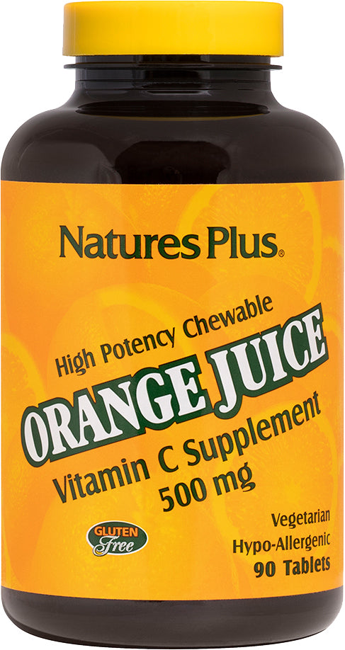 Orange Juice Vitamin C Chewable 500 mg, 90 Vegetarian Chewables , Brand_Nature's Plus Form_Vegetarian Chewables Potency_500 mg Size_90 Caps
