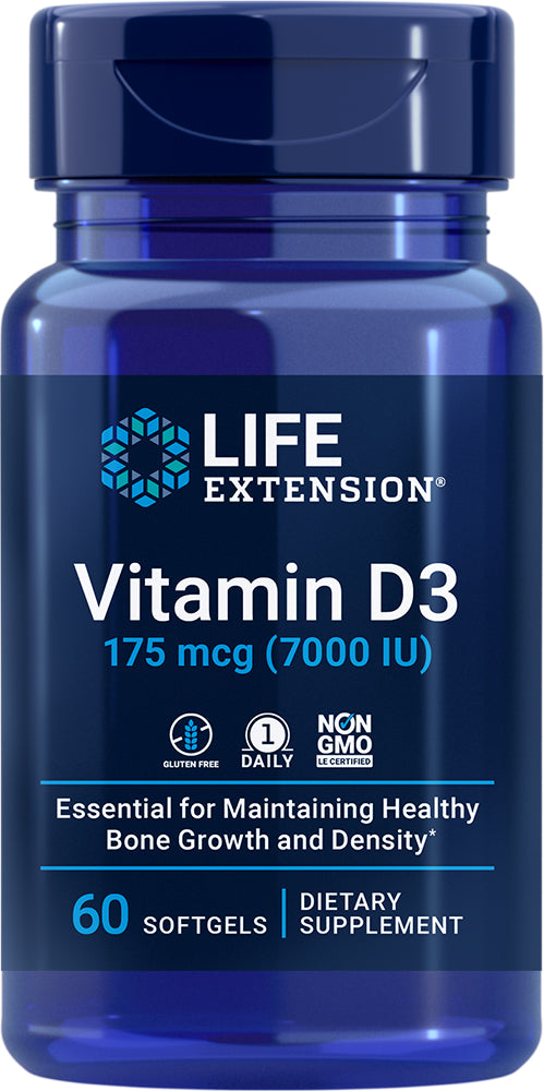 Vitamin D3, 7000 IU, 60 Softgels , Brand_Life Extension Form_Softgels Size_60 Softgels