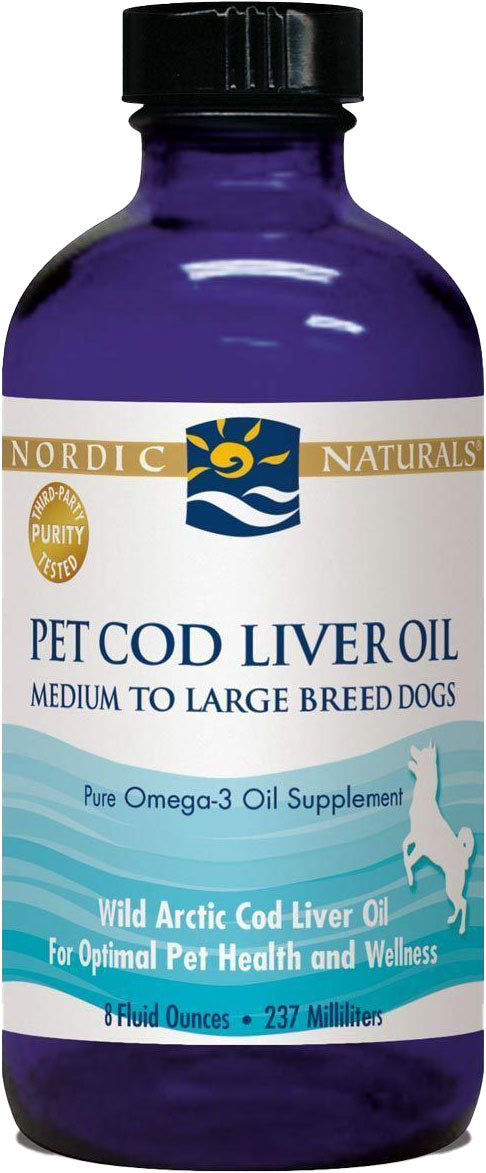 Pet Cod Liver Oil for Medium to Large Breed Dogs, 8 Oz (237 mL) Oil ,