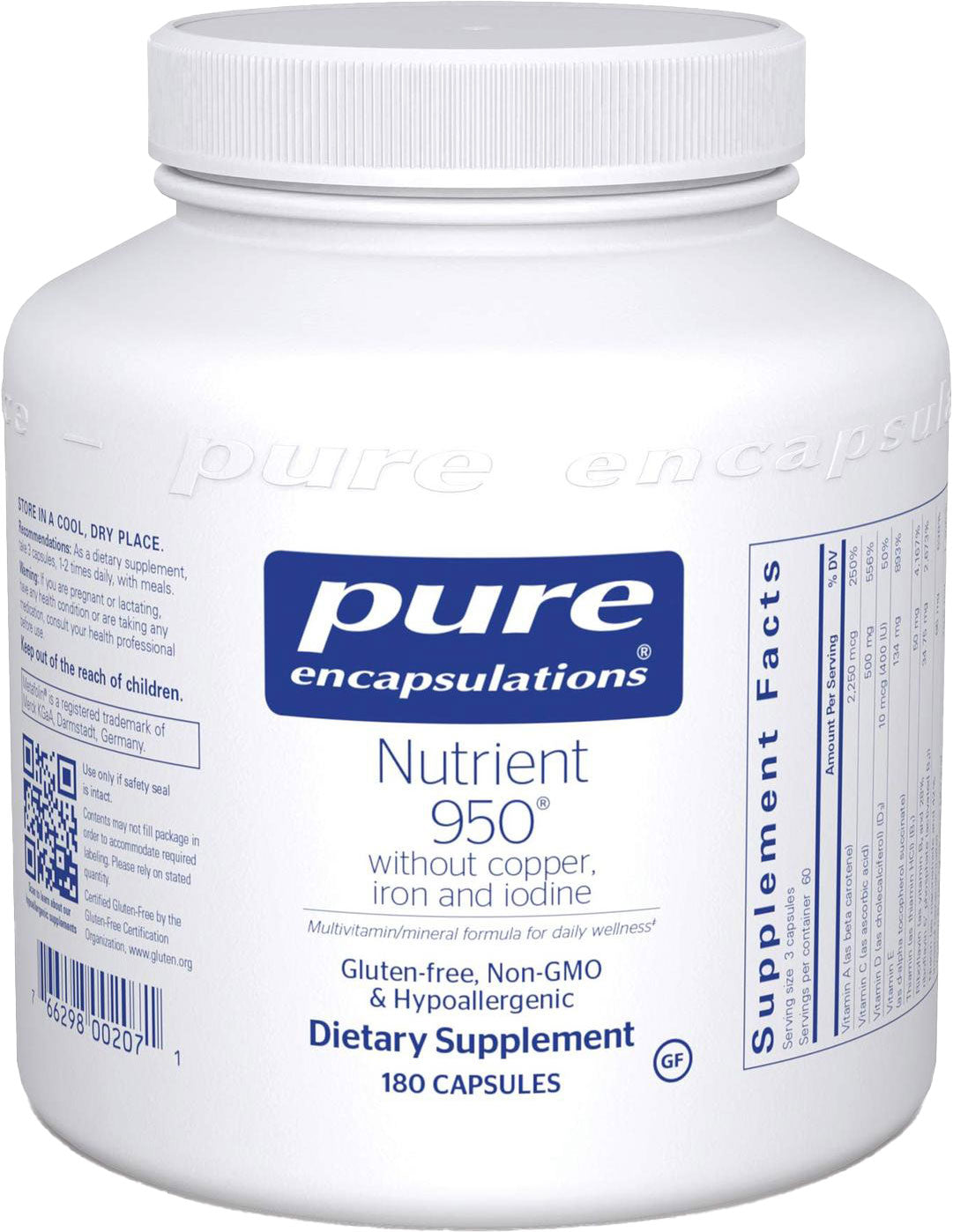 Nutrient 950® without copper, iron and Iodine, 180 Capsules , Brand_Pure Encapsulations caps Form_Capsules Requires Consultation Size_180 Capsules